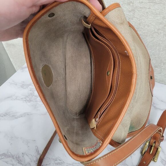 Dooney & Bourke Vintage Calvary Spectator Tan Brown Pebble Leather Crossbody Bag - Picture 8 of 16